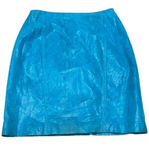 Brandon Thomas Women’s 100% Leather Pencil Skirt Sz12 Turquoise Festival Rodeo